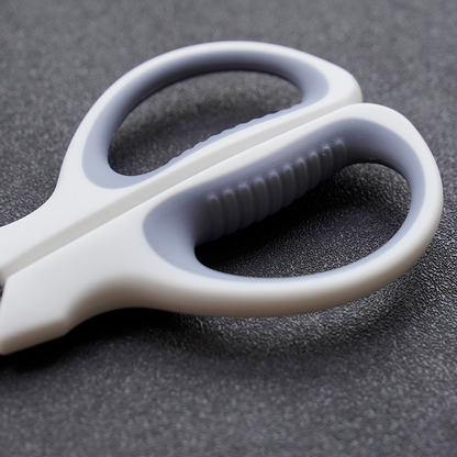 Stainless steel stationery scissors with double-injection molded handles, small household scissors