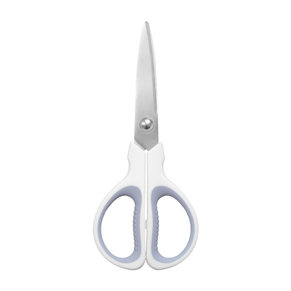 Stainless steel stationery scissors with double-injection molded handles, small household scissors