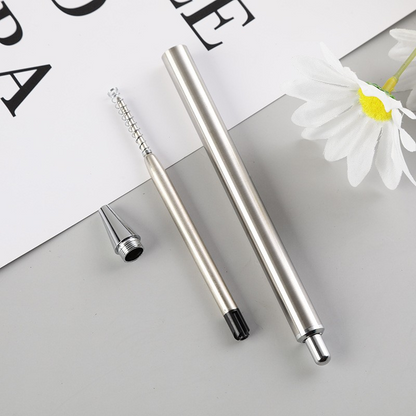 All-steel, push-button metal ballpoint pen