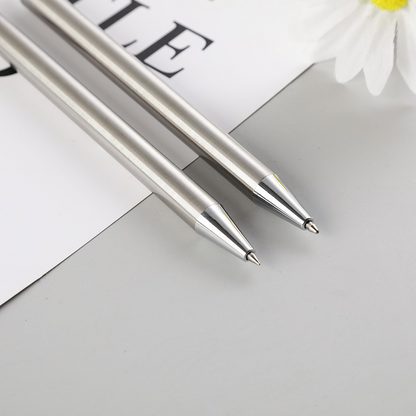 All-steel, push-button metal ballpoint pen